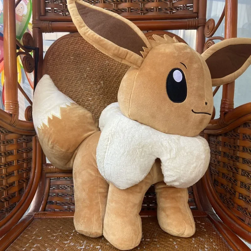 Гигантская плюшевая игрушка Pokemon Eevee, фигурки аниме, мягкая подушка, кукла 50 см, высокое качество, подарок на день рождения для детей