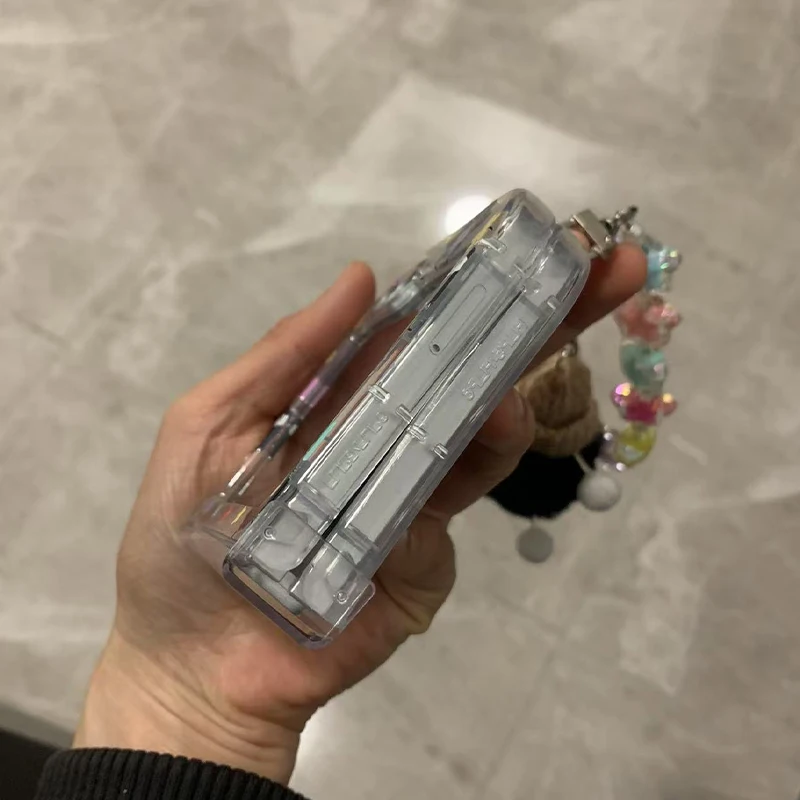 Фото Чехол для Samsung Galaxy Z Flip 6 5 4 3, прозрачный складной браслет с роскошным узором и цепочкой Z Flip6 Flip5 Flip4 Flip3, прозрачный чехол №5