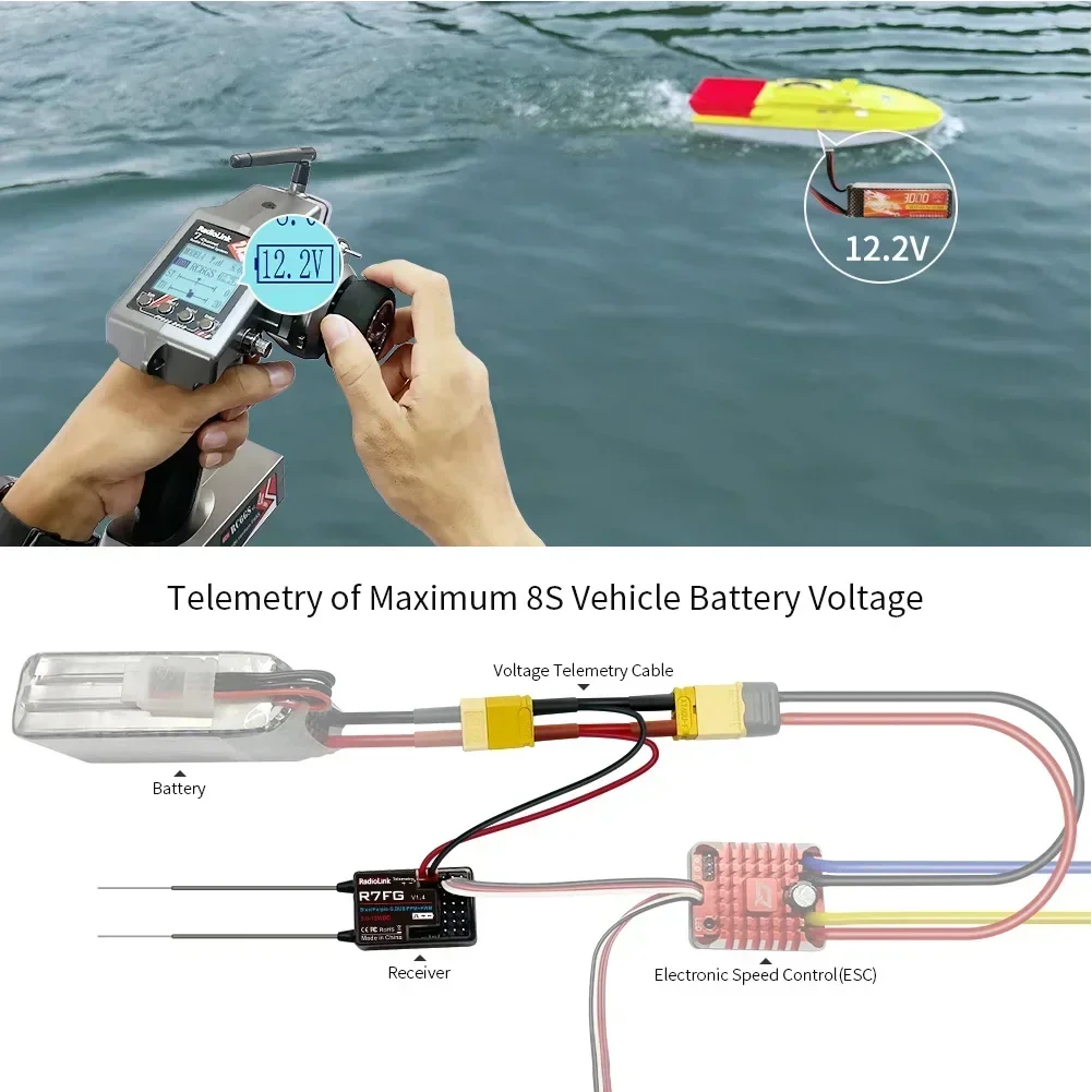 Фото RadioLink RC6GS V3 R7FG R6FG R4FGM 6 каналов 7-канальный двойной микс программируемый гироскоп с расстоянием заземления 600 м встроенный для радиоуправляемой автомобильной лодки №5