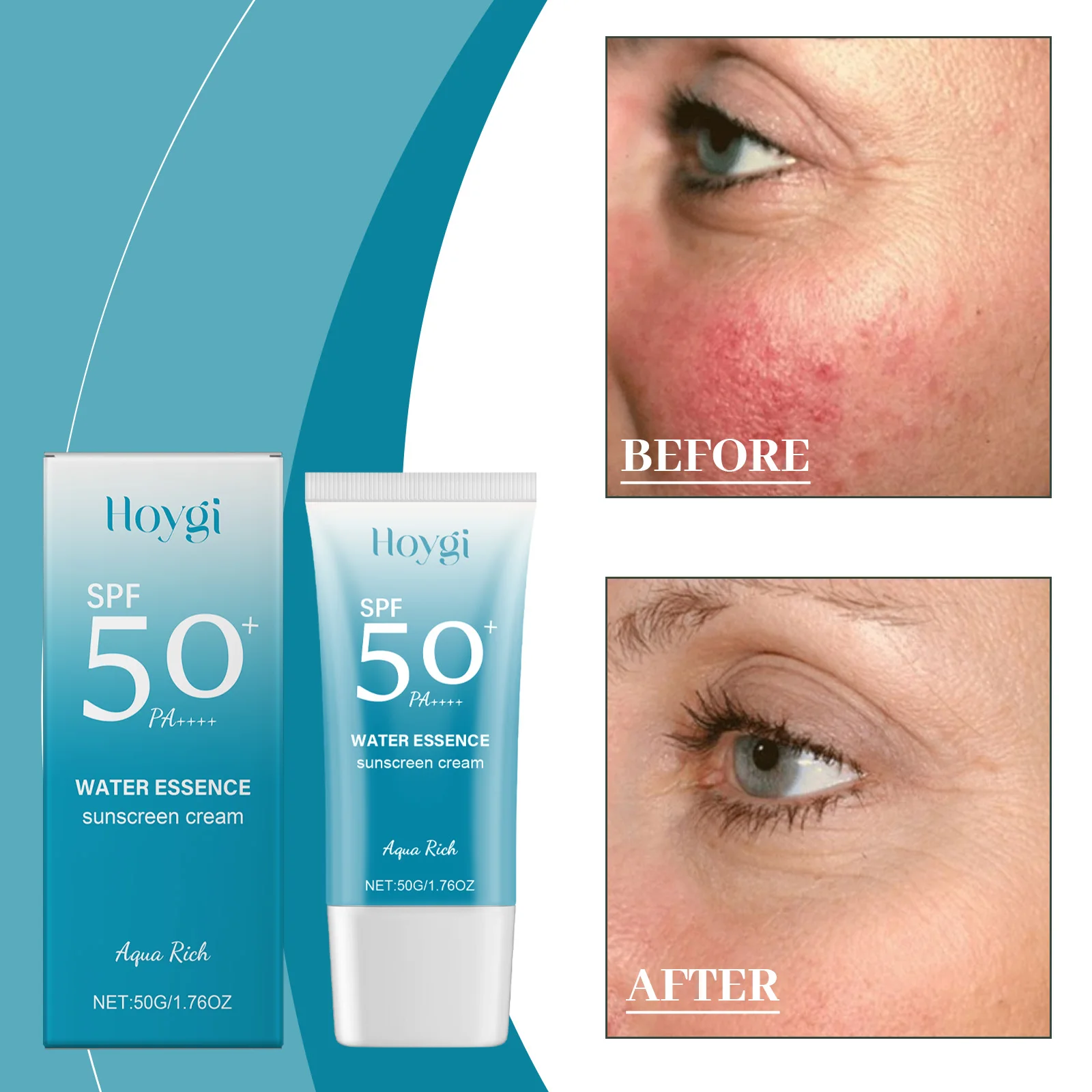 Фото SPF 50+ PA++++ Солнцезащитный крем Water Essence — увлажняющий крем с защитой от ультрафиолета для лица, легкий и нежирный №2