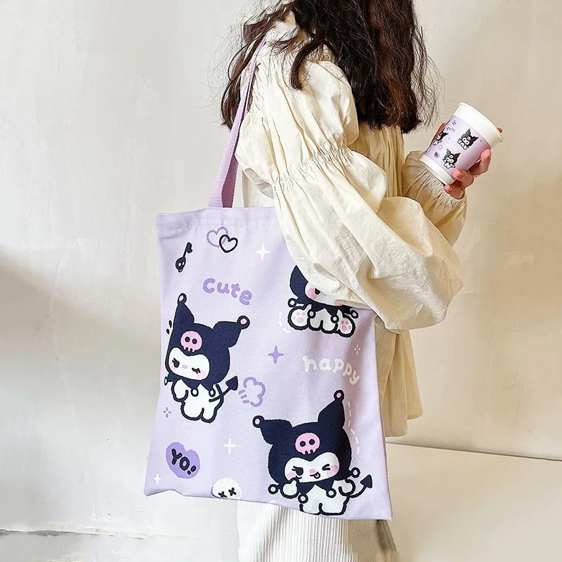 Kawaii Sanrio Kuromi Cinnamoroll почтовый аниме Студенческая Холщовая Сумка На Молнии Сумка через плечо большая емкость для хранения милый книжка