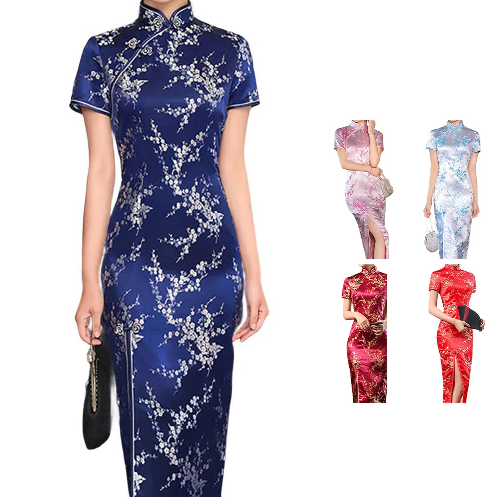 Длинное тонкое платье для особых случаев, женское платье Cheongsam, красное S, элегантное платье с воротником-стойкой, размер бирки S 2XL (art.: 3920d21db4488) - 3920d21db4488