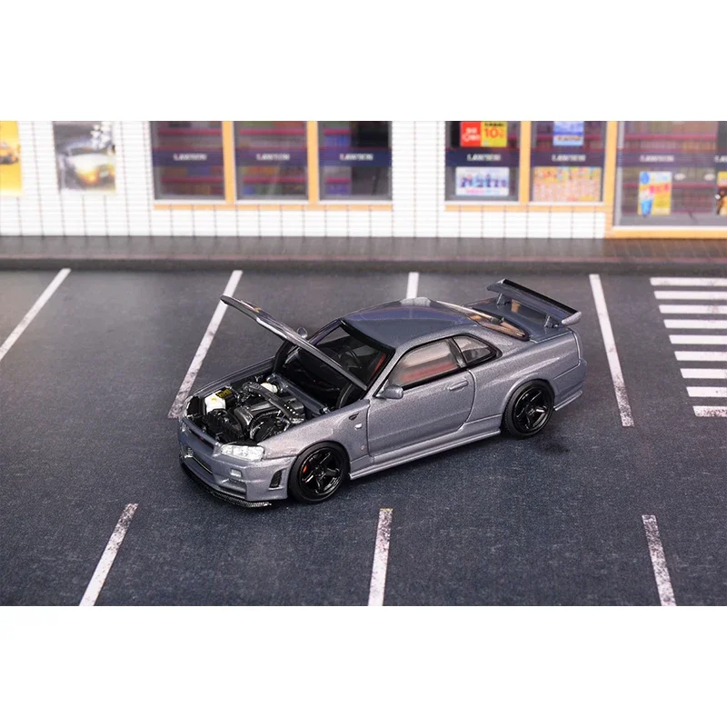MH 1:64 SKYLINE GTR R34 Z TUNE CRS VER с открытым капюшоном, литая под давлением диорама, коллекция моделей автомобилей, миниатюрные игрушки MOTORHELIX (art.: 3920cb8a592b9) - 3920cb8a592b9