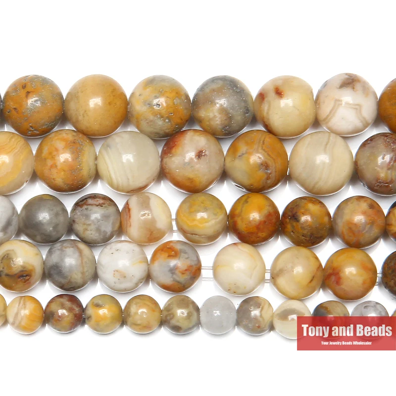 Круглые бусины из натурального камня Crazy Agate с драгоценными камнями, нить 15 дюймов, 4, 6, 8, 10, 12 мм, размер на выбор для изготовления ювелирных изделий