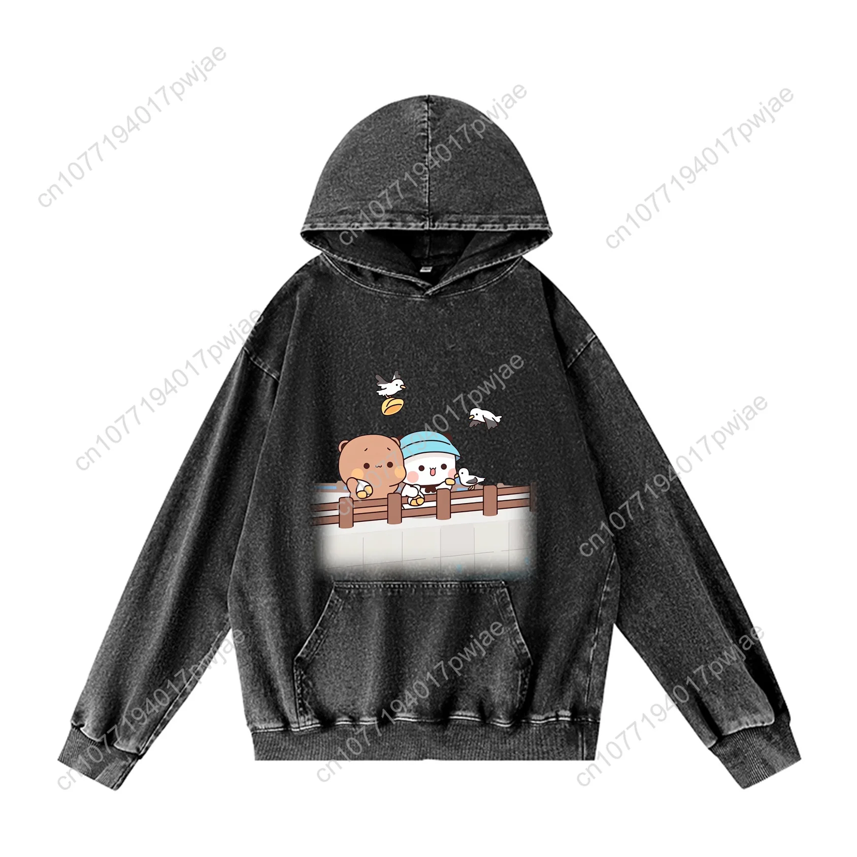 Фото Bubu Dudu мультфильм анимация толстовка с капюшоном для мужчин и женщин винтажный пуловер с карманом негабаритный топ по индивидуальному заказу №3