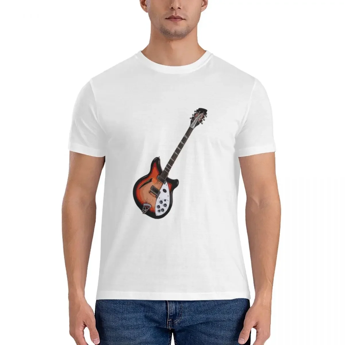 Футболка Rickenbacker мужская оверсайз, хлопковая короткая рубашка с круглым вырезом, летняя одежда, 360