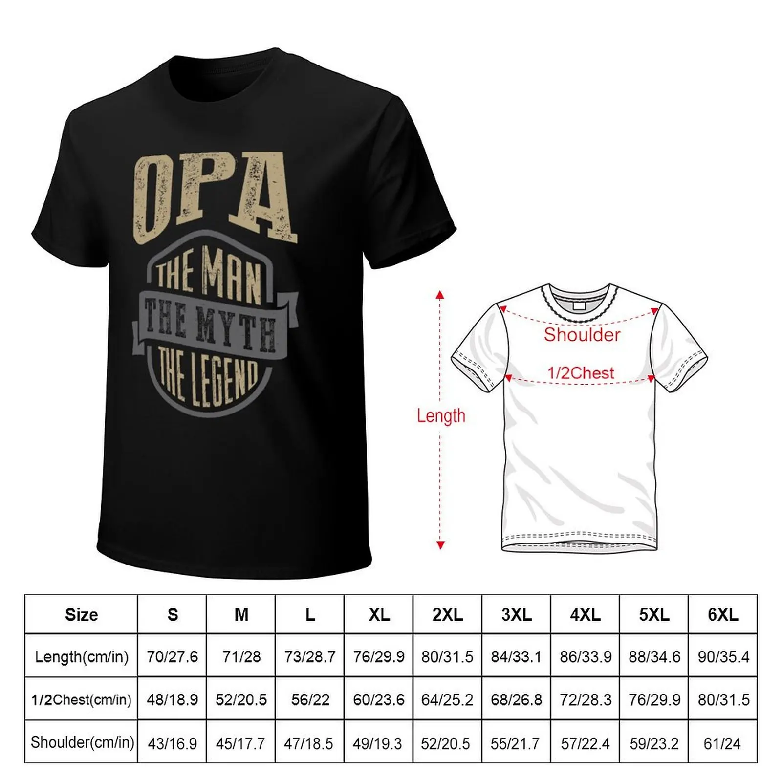 Фото Футболка Opa The Man The Myth в подарок! Футболка с графикой, мужская футболка большого размера, одежда для мужчин №2