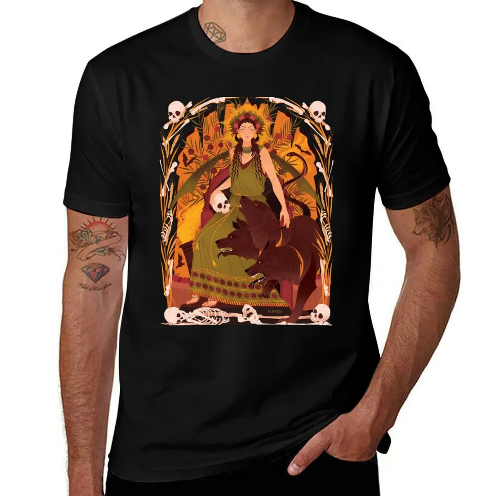 Футболка Persephone, мужская футболка, мужская одежда, черная винтажная одежда, футболка мужская