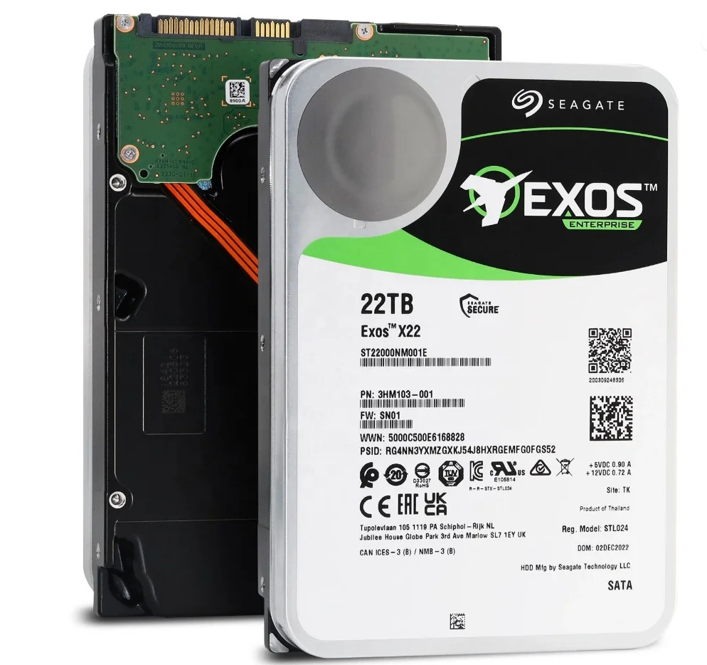 Фото Seagate Exos X22 ST000NM001E TB 7,2K SATA 6 Гбитс 512E 3,5-дюймовый внутренний жесткий диск Enterprise №2