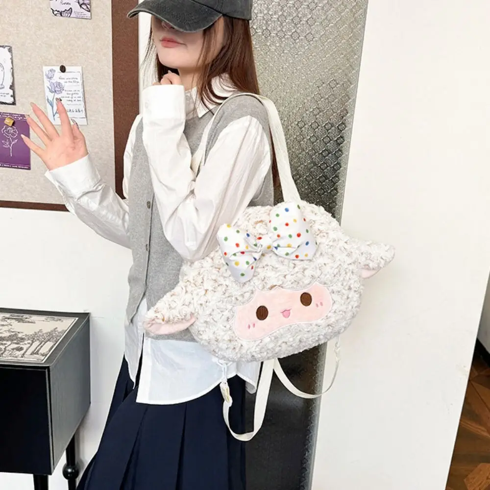 Фото Kawaii животные овца плюшевый рюкзак плюшевая кукла большая вместительная большая овечья сумка на плечо сумка для телефона милый мультяшный школьный рюкзак леди №5