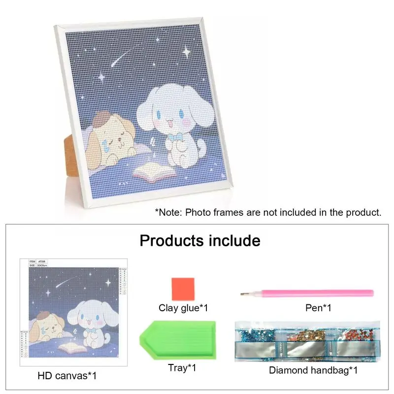 1 шт., набор для алмазной живописи 5D с полной дрелью - милый Sanrio Cinnamoroll и Pompompurin, звездная ночь, сцена с рассказами на ночь, сделай сам, алмазное искусство (art.: 3920d17d1a483) - 3920d17d1a483