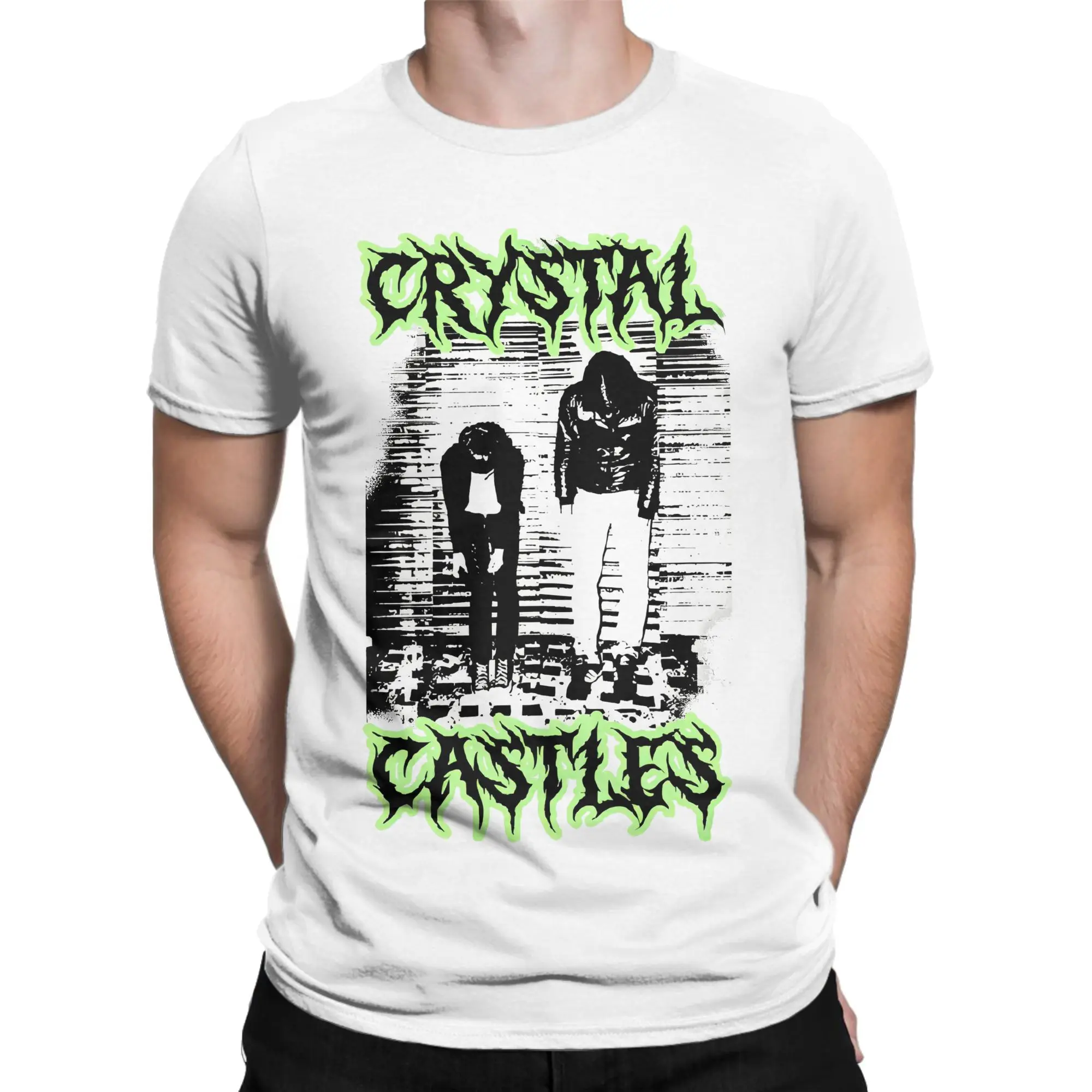 Фото Футболка Crystal Castles, пляжная электронная музыка, футболки в стиле Харадзюку, мужские 100% хлопок, 4XL, 5XL, 6XL, одежда, винтажные топы с короткими рукавами №2