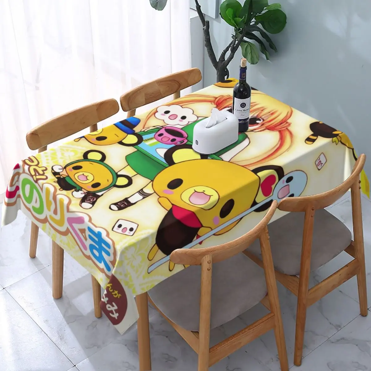 Прямоугольная Водонепроницаемая маслостойкая настольная скатерть Tenorikuma Sanrio с рисунком из мультфильма Диснея