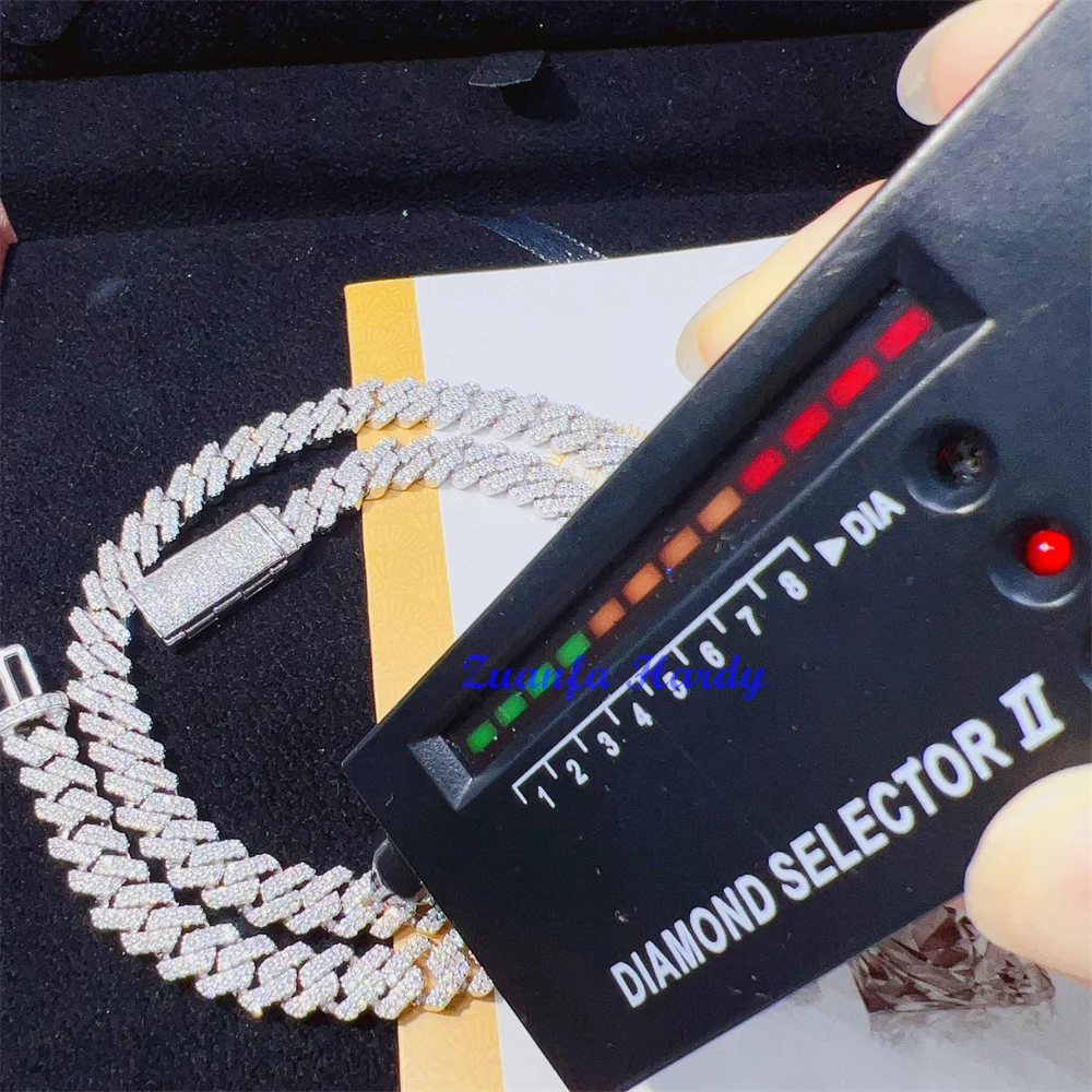 Алмазный тестер зуанфа VVS, Мужская цепь из кубинской цепи с муассанитом, 8 мм 10 мм, хип-хоп ожерелье