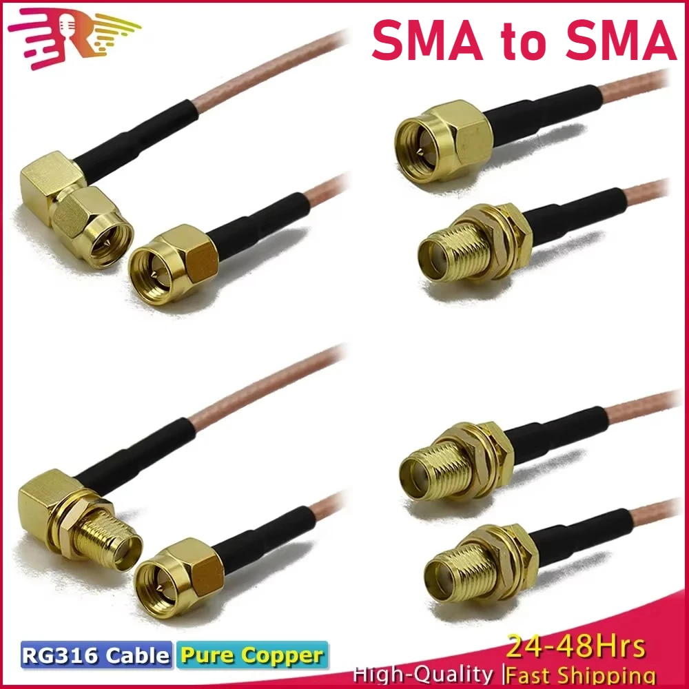 Премиум RG316 SMA к SMA штекерному разъему Женский RF Коаксиальный удлинительный кабель с косичкой Прямой прямоугольный соединительный провод с низкими потерями
