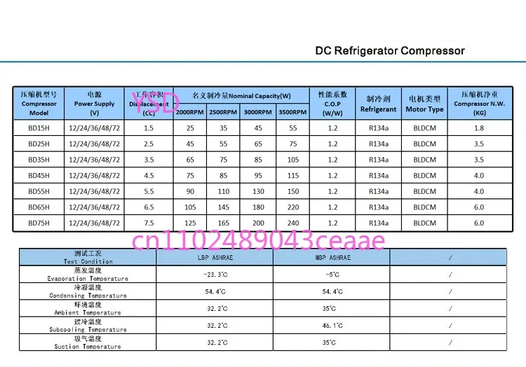 BD35Hc BD45Hc BD55Hc Компрессор Конденсатор постоянного тока 12 В 24 В для автомобильного холодильника с солнечной морозильной камерой Морской холодильник Макс. 300 литров (art.: 3920d084eb8f2) - 3920d084eb8f2
