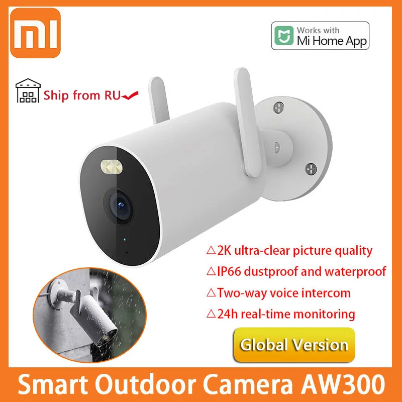 Xiaomi WiFi умная уличная камера AW300 2K полноцветная камера ночного видения IP66 водонепроницаемая веб-камера для видеонаблюдения домашняя камера ...