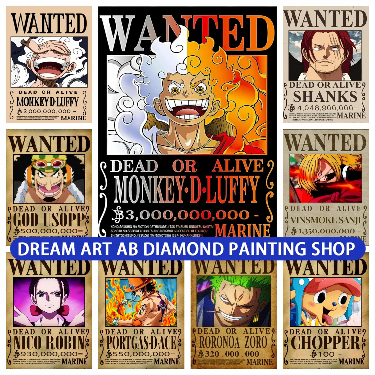 One Piece AB алмазная живопись Обезьяна D. Luffy A поощрения Алмазная вышивка ророноа Зоро ручной работы 5D DIY Мозаика Искусство Подарки Новинка
