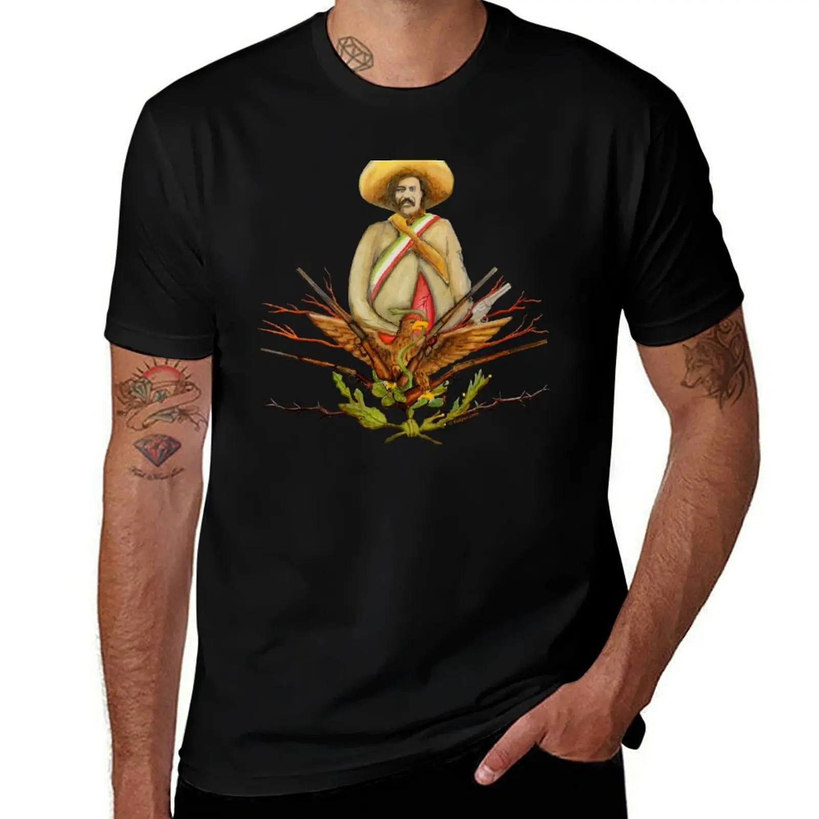 Футболка Presidente Pancho Villa, хлопковые футболки, мужские футболки из 100% для мужчин, облегающая футболка