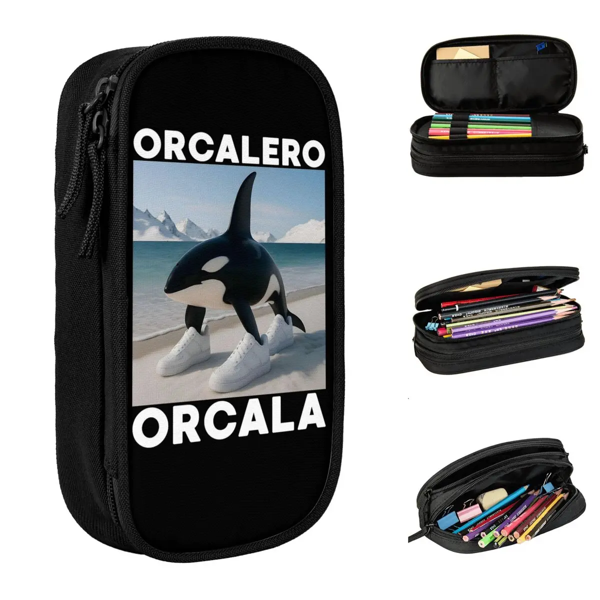 Creative Orcalero Orcala Italian Brainrot Meme Pencil Case Pencilcases Pen Box for Girls Boys Large Bag School Supplies Zipper Школьные принадлежности