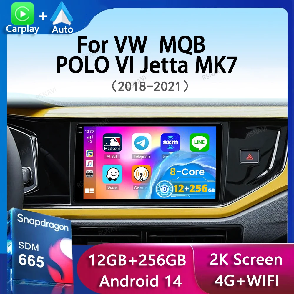 Android 14 Carplay Auto для VW Volkswagen MQB POLO VI Jetta MK7 2018-2020 2021, автомобильное радио, стерео, видео, мультимедийный плеер, GPS, WIFI