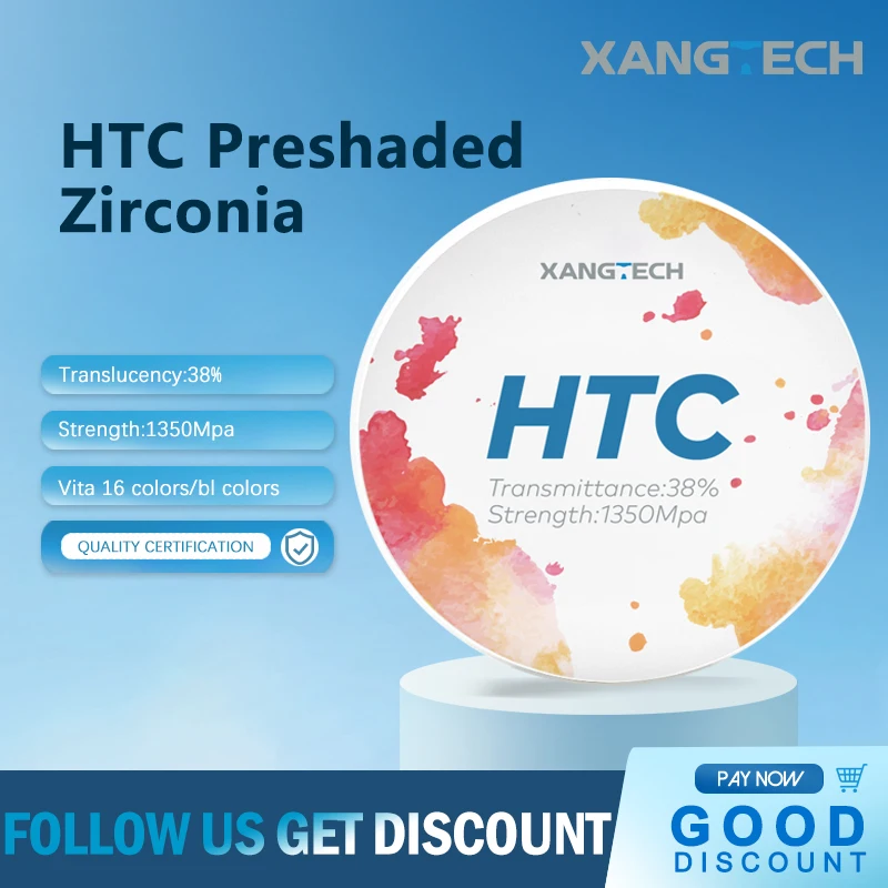 Стоматологические циркониевые блоки XANGTECH HTC, предварительно окрашенные керамические блоки, 98 мм, 16 цветов для системы Cad/Cam