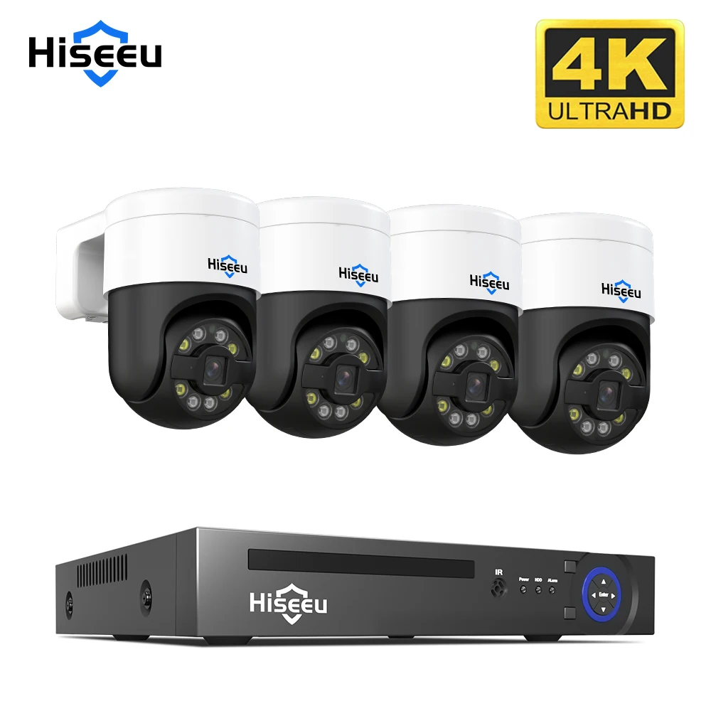 Камера Наружного видеонаблюдения Hiseeu, 8 каналов, 4K, 2K, 8 Мп, 4 МП, система ПНН, комплект s, IP-камера с датчиком движения