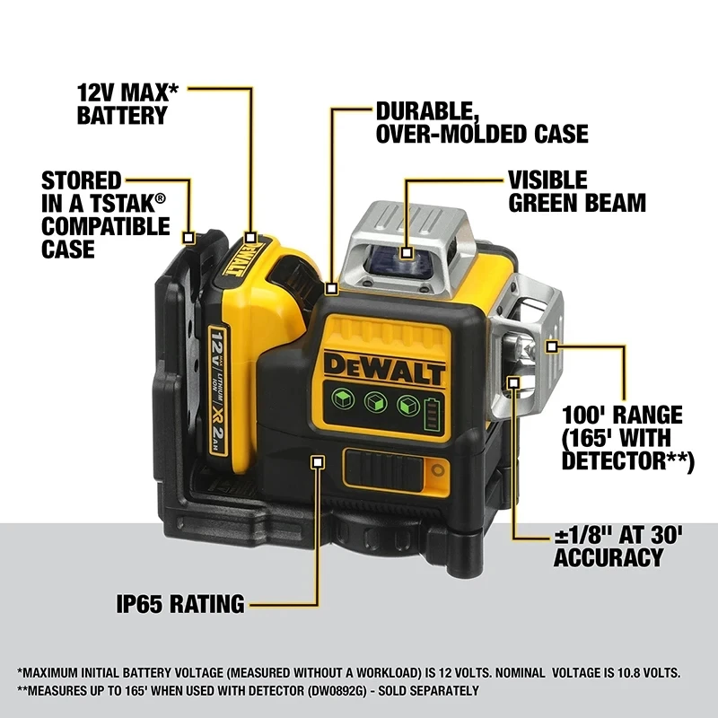 Фото Лазерный уровень Dewalt DW089LG, 3 стороны * 360 градусов, 12 В, вертикальный №2