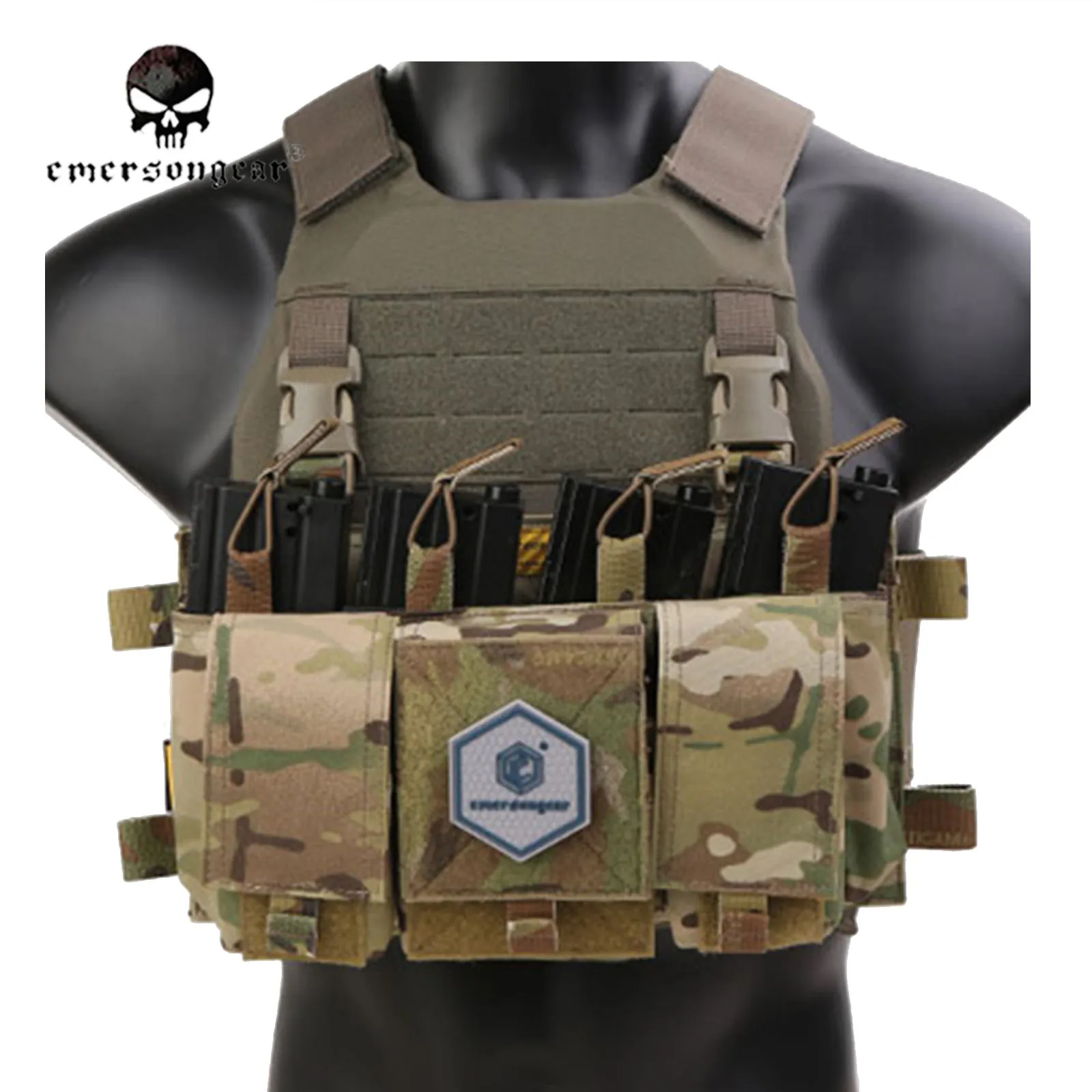 Сумка для магазинов Emersongear-MF Style Quad 5,56, сумка для магазинов для тактического нагрудного жилета, совместимая с плакировкой, EM7367