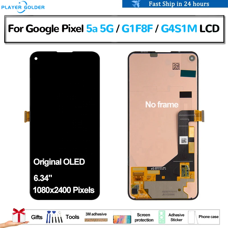 Оригинальный OLED для Google Pixel 5a 5G G1F8F G4S1M Pantalla, ЖК-дисплей, сенсорная панель, дигитайзер экрана в сборе, запасные части