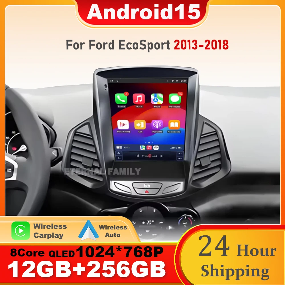 9,7-дюймовый автомобильный радиоприемник Android 15, для Ford EcoSport 2013-2018, мультимедийный видеоплеер, навигация, GPS, Android Auto Carplay, 4G DSP, WIFI