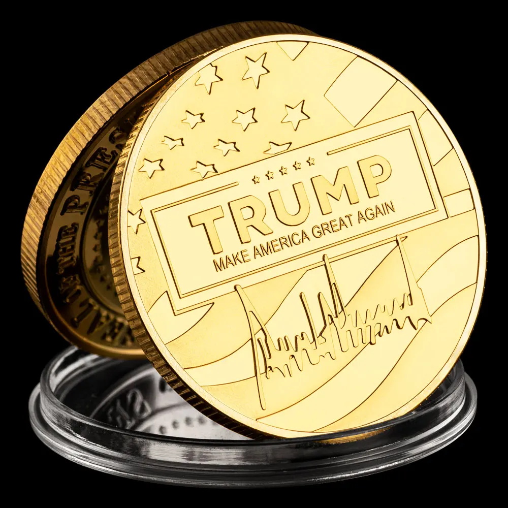 Фото ПИТЬ, чтобы сэкономить Америку, 45-й президент США, Дональд Дж. Трамп 2024, мемориальная медаль с золотым покрытием, монета №2