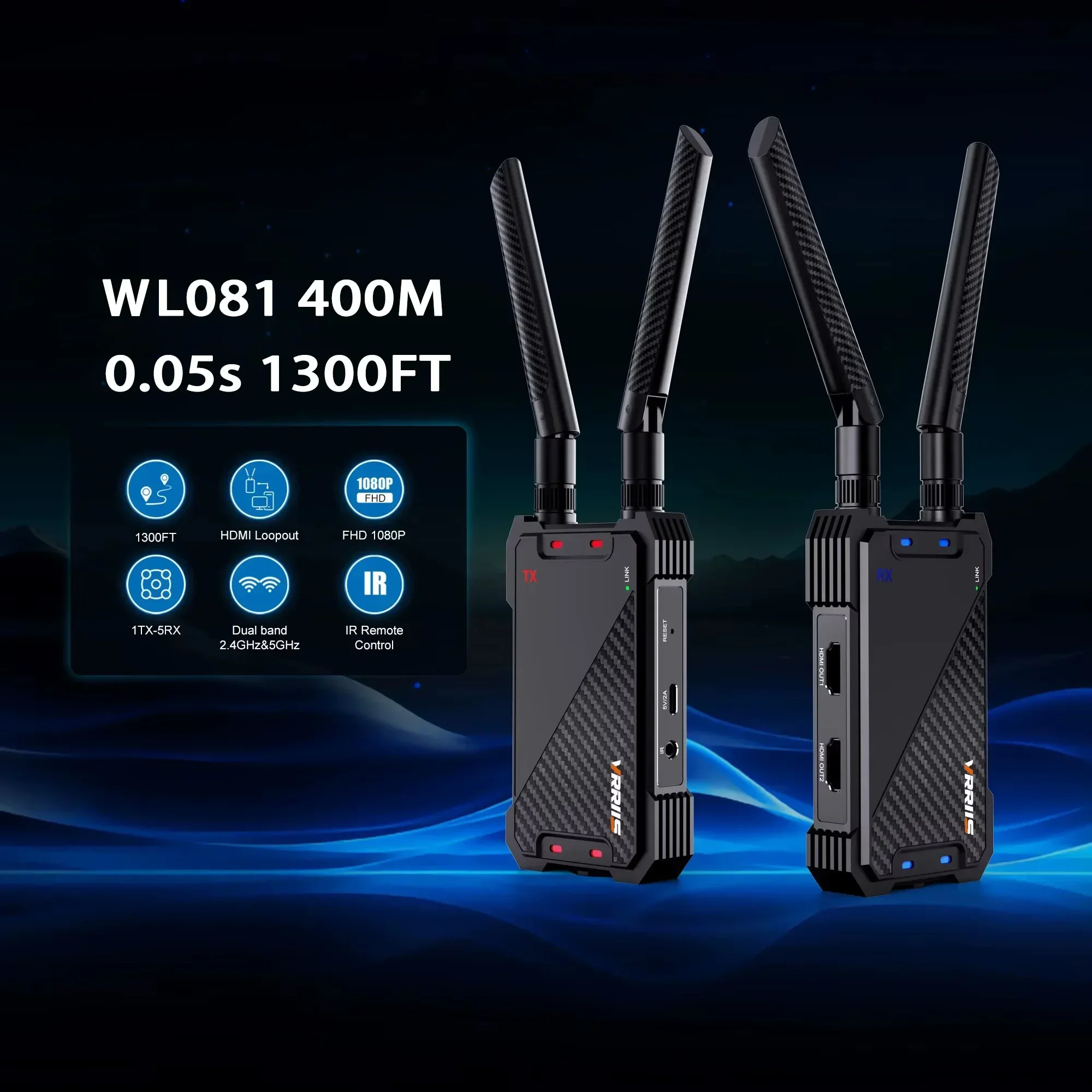 WL081 400 м беспроводной Wi-Fi HDMI удлинитель видеопередатчик и приемник для камеры прямая трансляция ТВ-приставка ноутбук ПК к ТВ-проектору