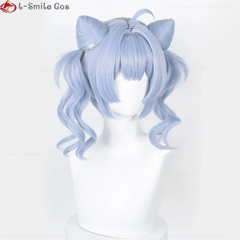 Фото Vtuber EN7 XSOLEIL Zaion LanZa Косплей Парик 35 см Короткие Светло-Синие Фиолетовые Парики Zaion Термостойкие Волосы Nijisanjien Парик + Кепка Для Парика №4