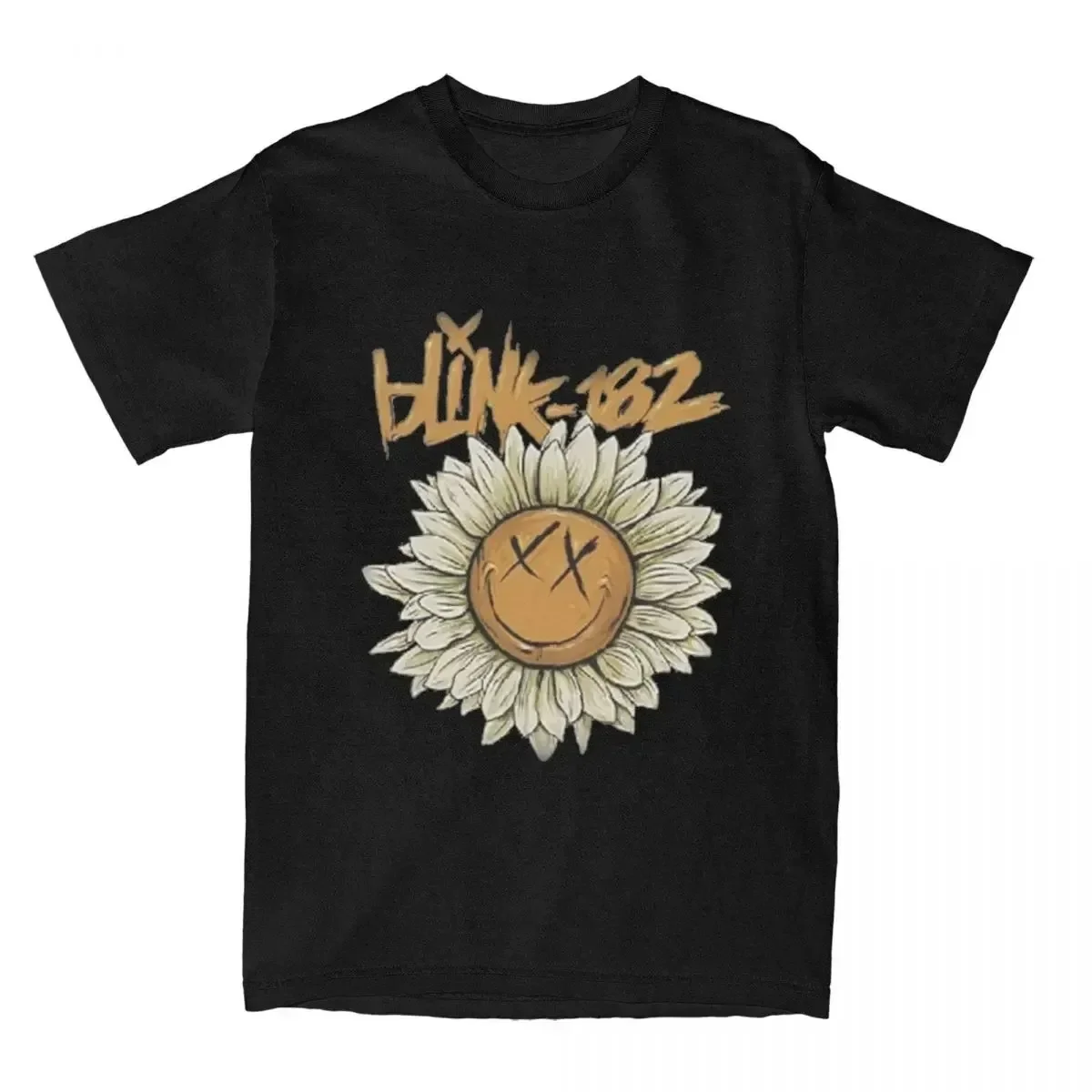 Новое поступление 2025 года, модная мужская и женская футболка Band Blink Sunflower 182, повседневная футболка из 100% хлопка с короткими рукавами, топы P
