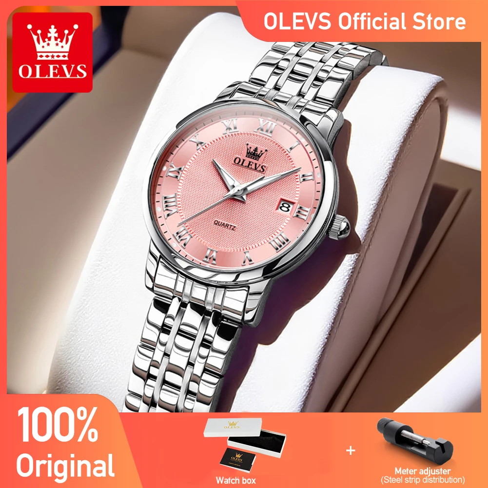 OLEVS 5611 женские часы оригинальные модные кварцевые наручные часы водостойкие светящиеся часы из нержавеющей стали с датой и коробкой Reloj Mujer
