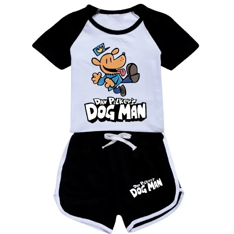 Фото Одежда для мальчиков dogmantoddlers, летняя Пижама, хлопковая футболка с коротким рукавом/шорты, комплект из 2 предметов, Забавный Повседневный Спортивный костюм для догмен и девочек №2