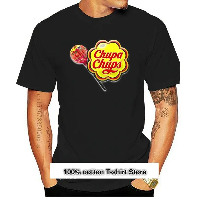 Camiseta informal de манга corta para hombre, camisa с логотипом Chupa Chups, cuello Round Do, ropa estampada