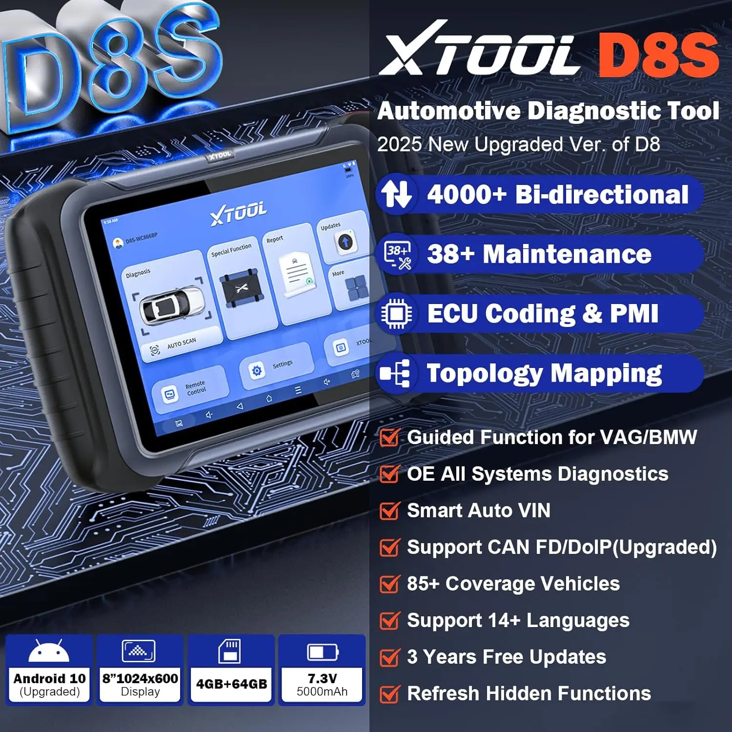 Фото OBD-сканер, D8S V2.0 OBD2 диагностический сканер автомобильные инструменты сканирования FCA ECU кодирование кода программирование ключей автомобильный диагностический аппарат №2
