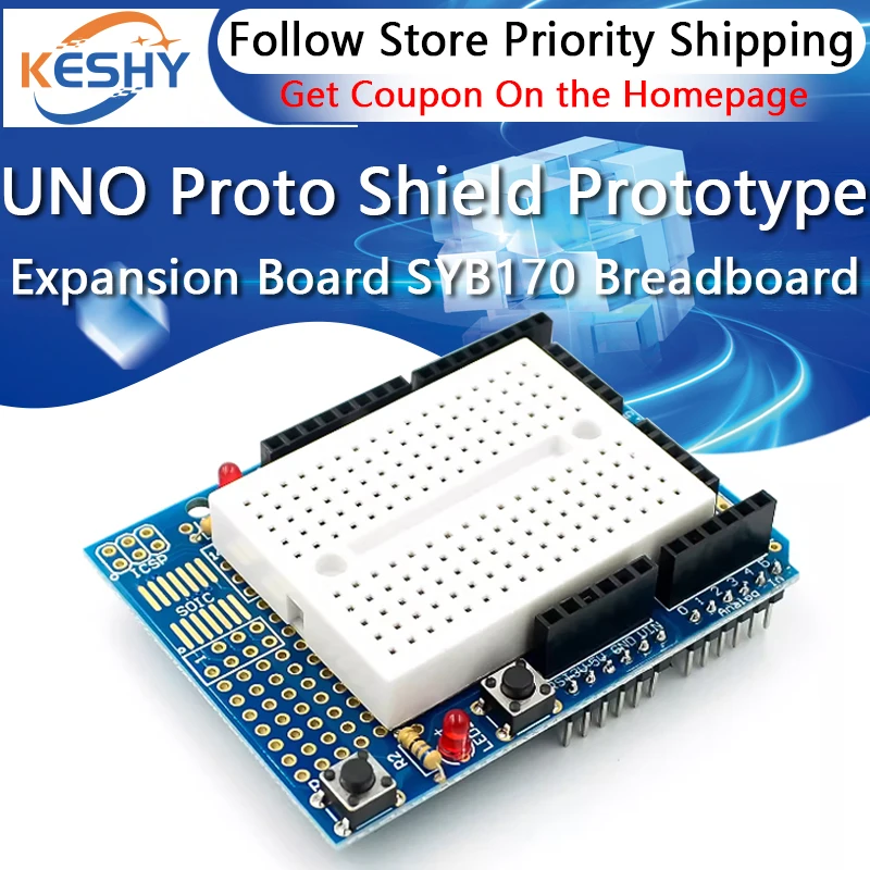 плата расширения прототипа Smart Electronics UNO Proto Shield с мини-макетной платой SYB-170 на базе Arduino UNO ProtoShield DIY