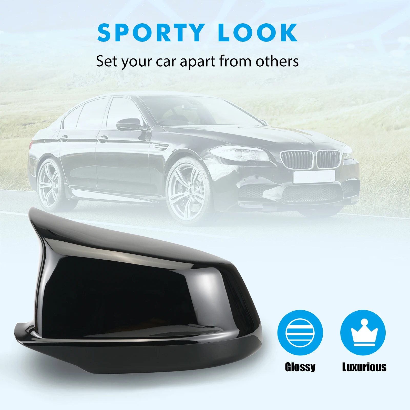 Крышки боковых зеркал в стиле M для BMW F10 F11 F12 F06, замена 51167216369 511672163670 (art.: 3920d20296b76) - 3920d20296b76