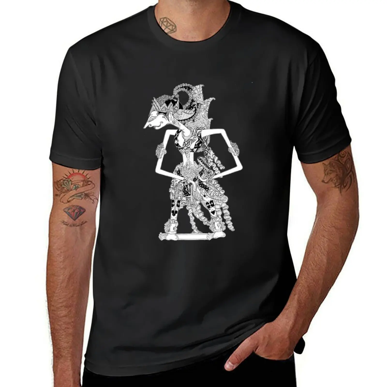 Wayang Kulit (Индонезия кожаные тени марионетка) Футболка funnys одежда для хиппи милые топы рубашки Графические футболки мужские тренировочные рубашки