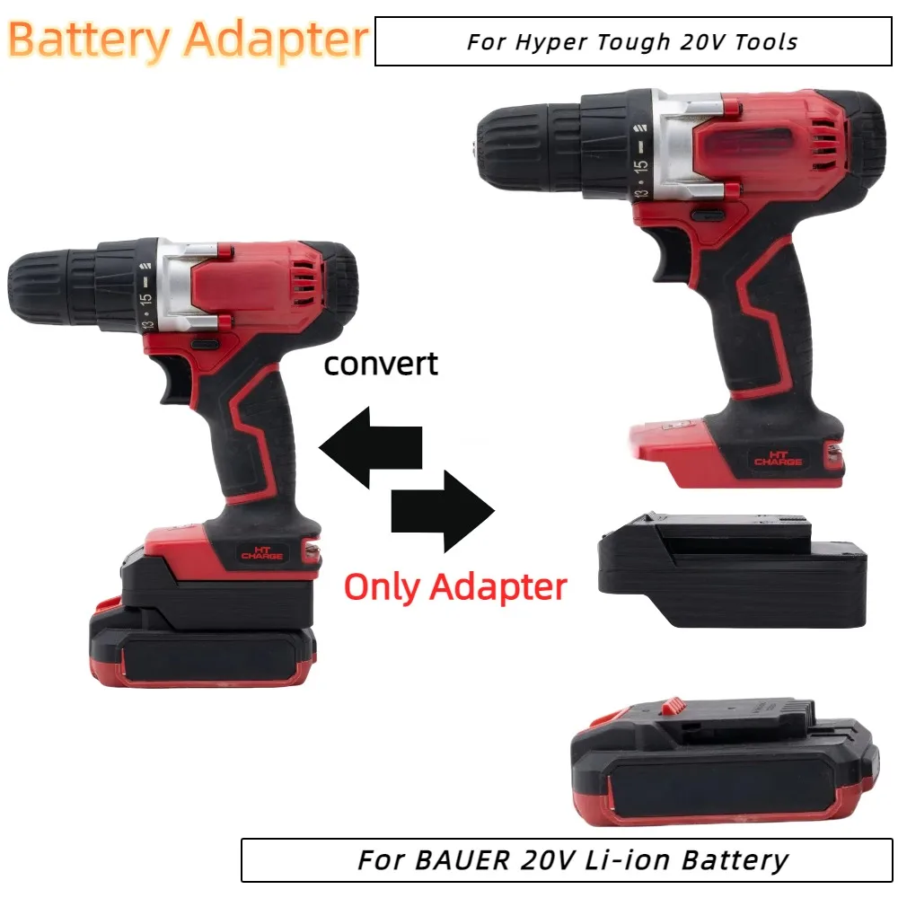 Адаптер для литий-ионного аккумулятора BAUER 20 В для Hyper Tough 20 В, электрическая ударная дрель, гаечный ключ, отвертка, аксессуары для электроинструментов