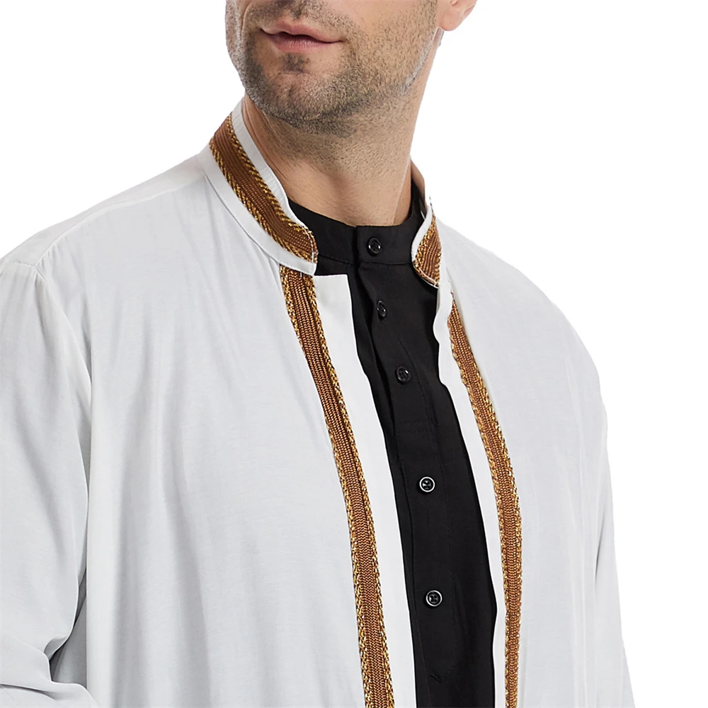 Фото Мусульманский мужской Jubba Thobe, традиционная мусульманская одежда, Рамадан, кафтан, халат, Открытое платье в стиле Саудовской Аравии, арабское платье Дубая, Ближний Восток №5