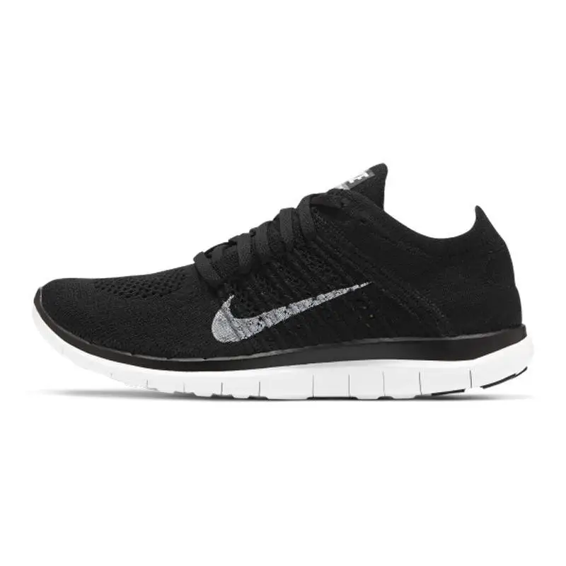 Женские кроссовки Nike Free 4,0 Flyknit, черные, белые, 2020, 631050-001