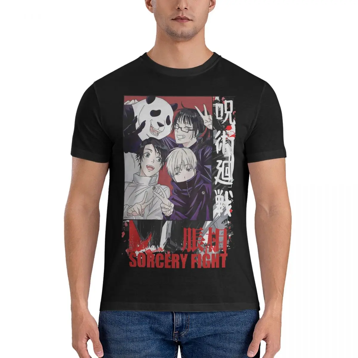 Футболки Toge Inumaki Maki Zenin Panda Yuta Okkotsu для мужчин, хлопковые футболки с круглым вырезом, аниме футболка с коротким рукавом