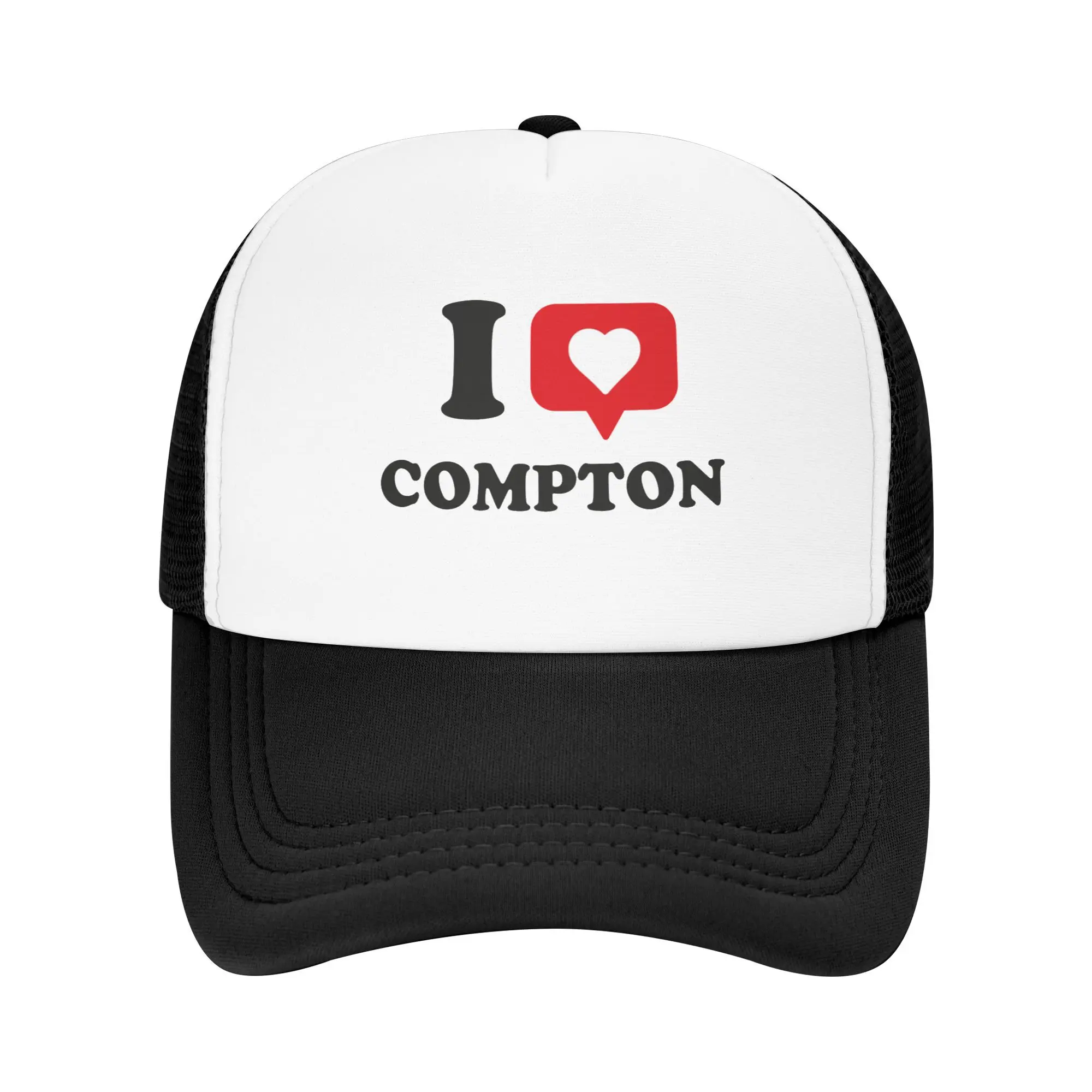 I Love Compton Heart Hometown Compton California Специальные сетчатые бейсболки для мужчин Персонализированные женские пляжные шляпы от солнца Snapback Cap