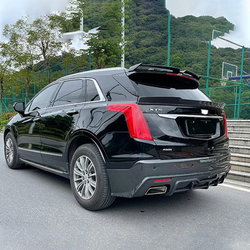 Фото Автомобильный задний спойлер для Cadillac XT5, отделка черного карбонового заднего крыла багажника 2016 2017 2018 2019 2020 2021 багажное отделение №3