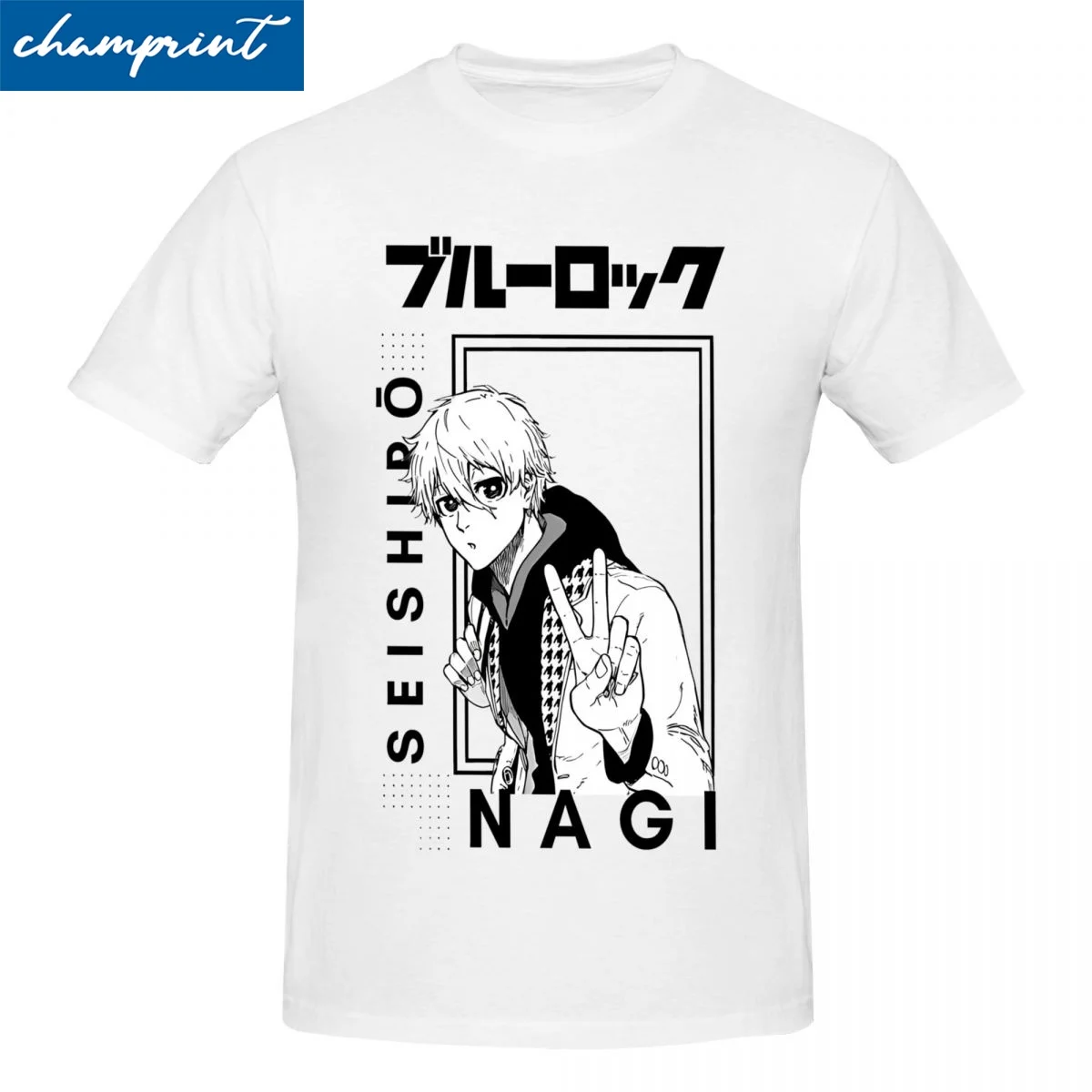 Модные футболки Nagi Seishiro унисекс, топ с круглым вырезом и коротким рукавом, футболка с синим замком, Спортивная аниме одежда из 100% хлопка