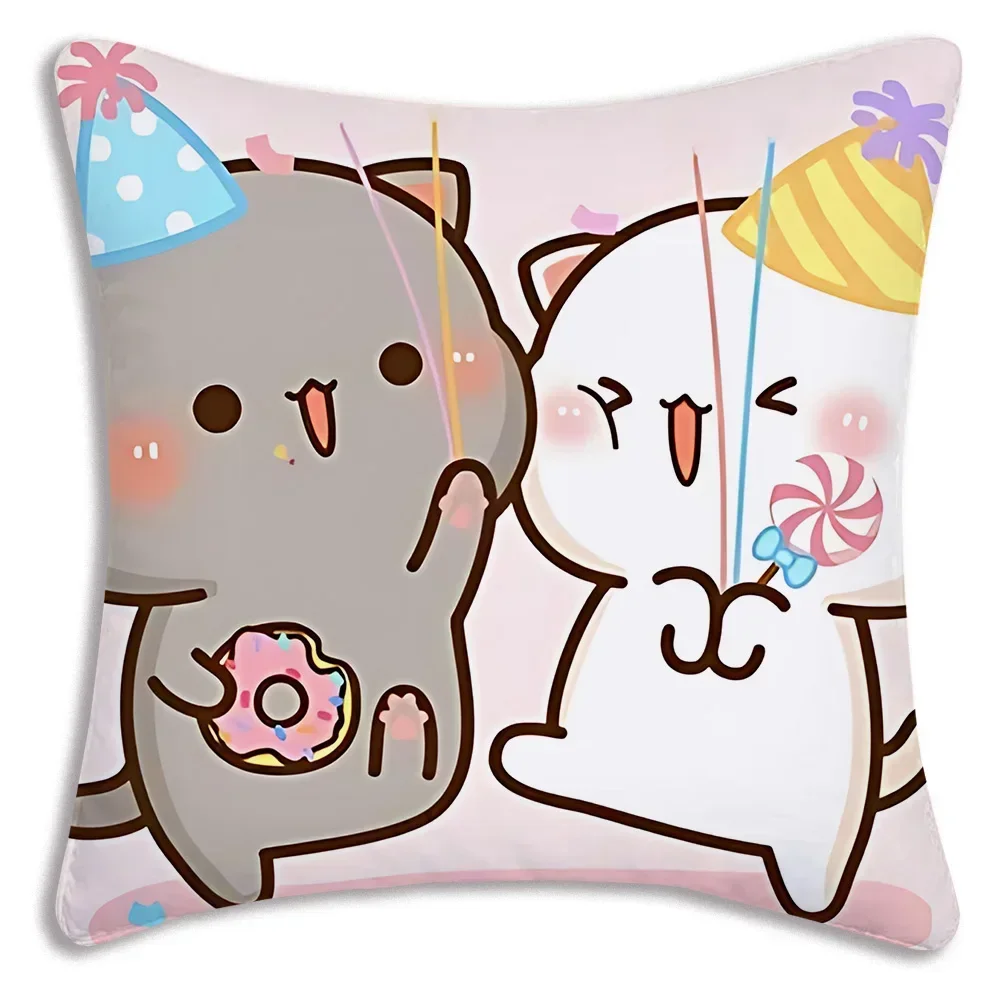 Фото Dakimakura Mochi персиковый кот Kawaii наволочка мультяшный диван декоративная домашняя двусторонняя печать короткая милая подушка №4